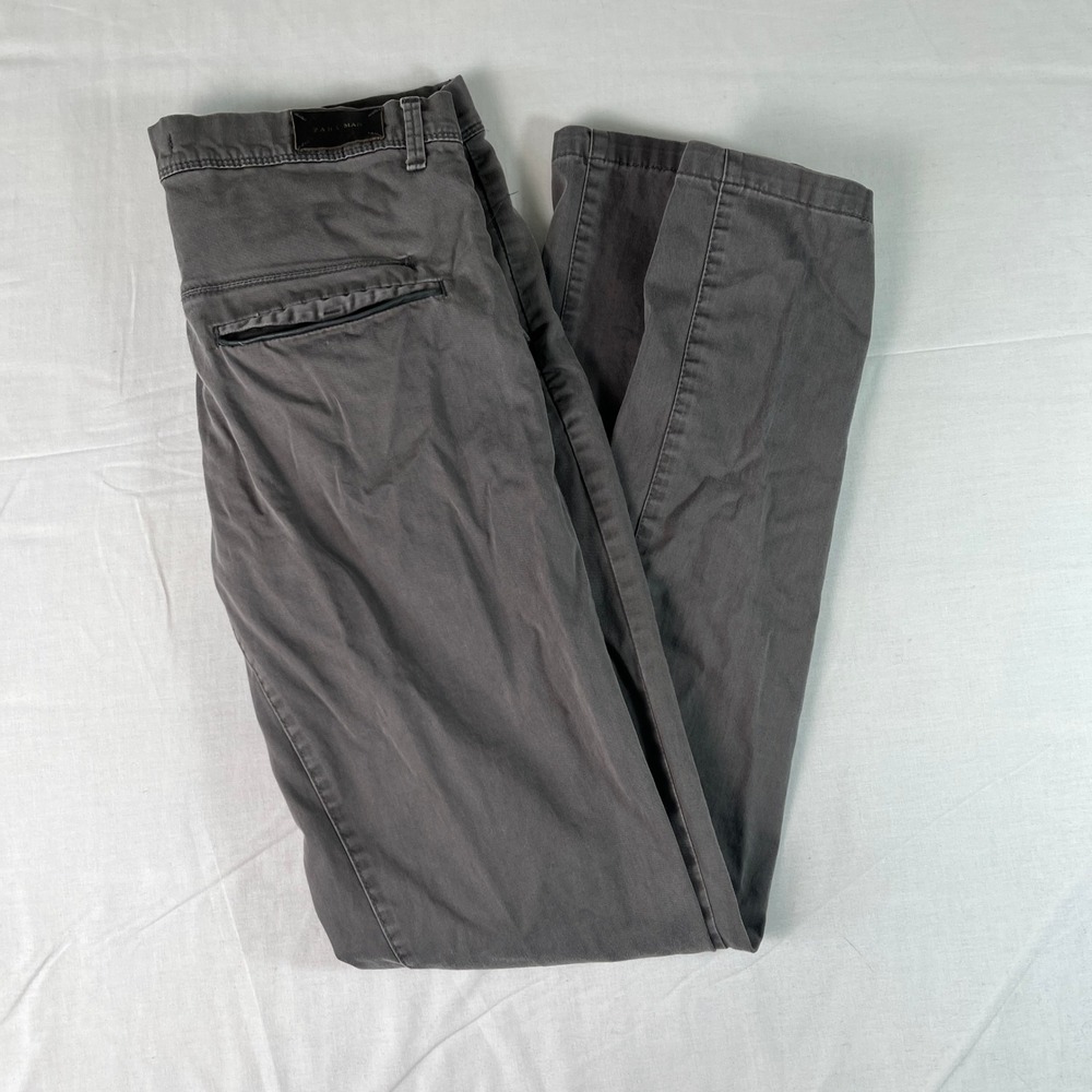 Zara Man Chino Pants Men Size 30 Grey Excellent Basic Slim Straight Trousers